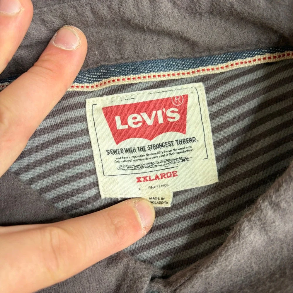 NEW Levis Mens Long Sleeve work shirt cat eye buttons Shirt Gunmetal  xxl 85/264